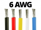 6 AWG Gauge Silicone Wire (By the Foot) - Available in Black, Blue, Red, White, and Yellow