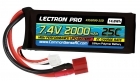 Lectron Pro 7.4V 2000mAh 25C Lipo Battery with Deans-type Connector for 1/16 & 1/18 Scale Cars & Trucks